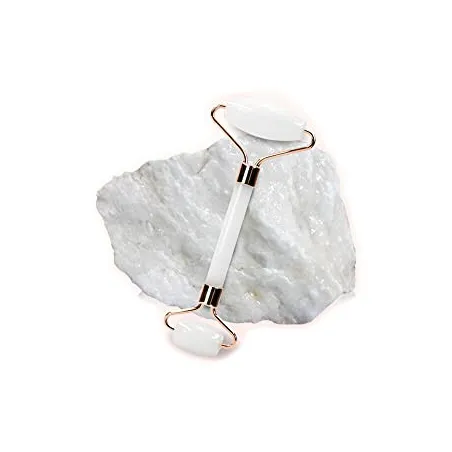 Masażer roller jadeitowy do twarzy biały