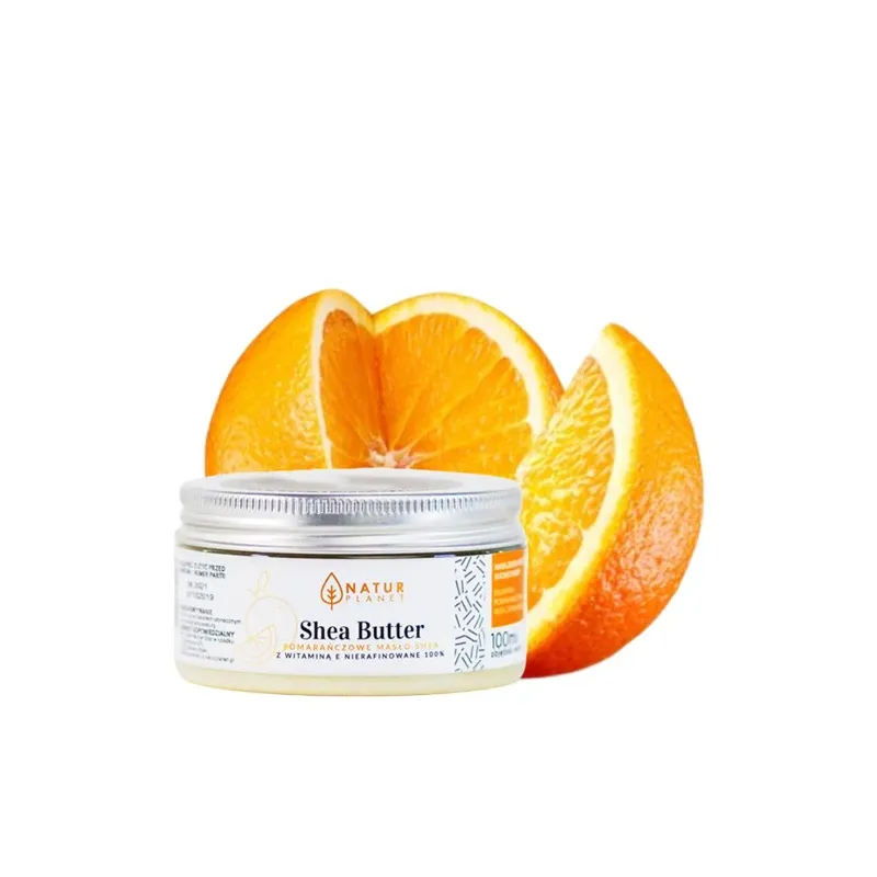 Masło Shea nierafinowane do twarzy i ciała pomarańczowe z witaminą E Natur Planet 100g