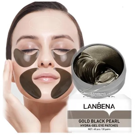 Lanbena hydrożelowe płatki pod oczy przeciwzmarszczkowe z czarnych pereł i złotem 60sztuk