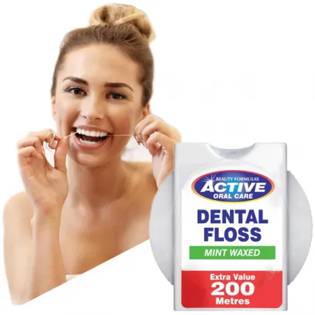 Active nić dentystyczna woskowana płaska miętowa 200m