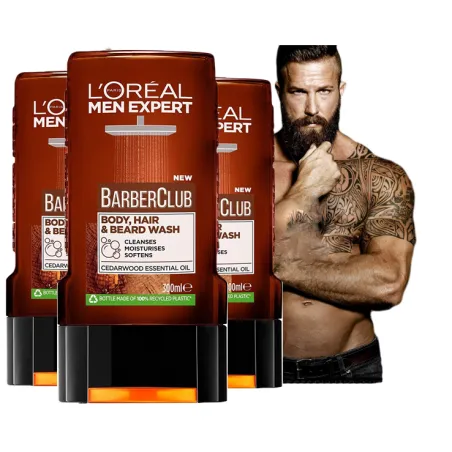 LOREAL MEN żel pod prysznic dla mężczyzn Ciało Włosy Twarz ZESTAW Barber XL 3*300ml