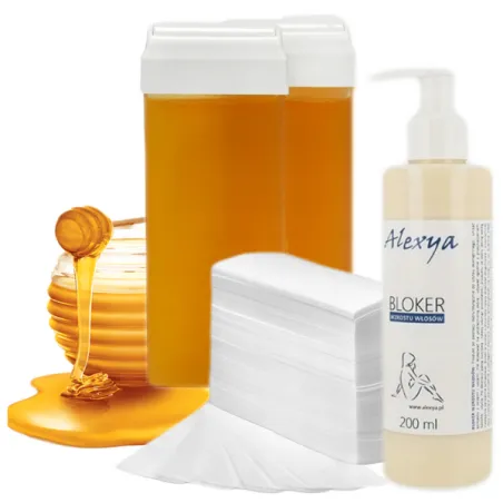 Zestaw do depilacji woskiem 2* wosk + paski + bloker wzrostu