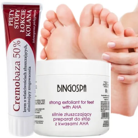 CREMOBAZA 50% krem z mocznikiem do stóp z sól do stóp z kwasami AHA - ZESTAW do pielęgnacji pięt