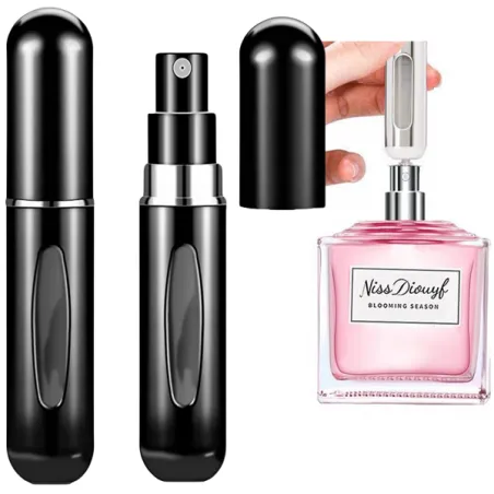 Podróżny atomizer perfum wielokrotnego napełniania czarny 5ml