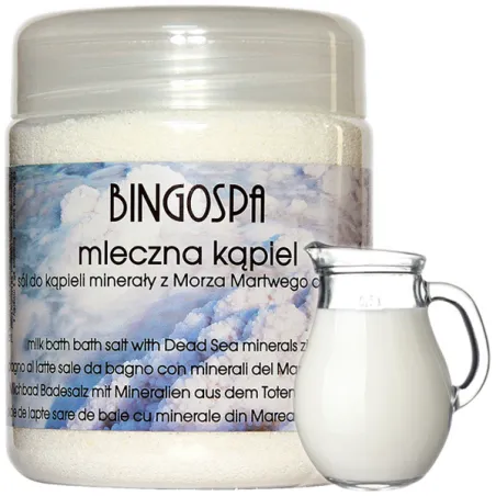 BingoSpa sól do kąpieli morska na choroby skórne, egzemę, łuszczyce, trądzik, na okłady Mleczna Kąpiel 550g