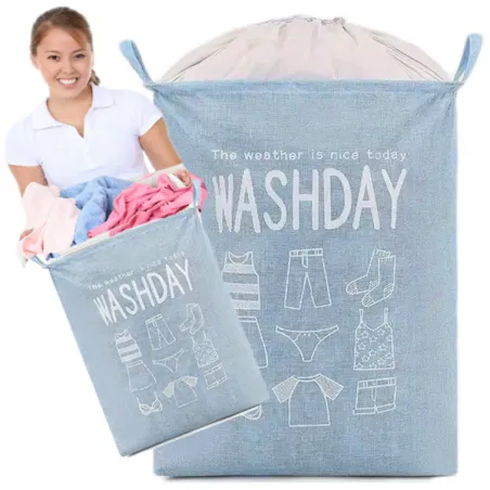 Worek pojemnik kosz łazienkowy na pranie bieliznę zabawki XL 75L niebieski