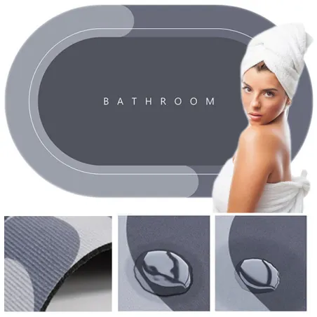 Mata łazienkowa szybkoschnąca antypoślizgowa dywanik chłonna nowoczesny szary owalny
