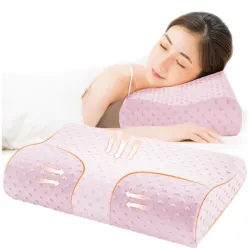 Poduszka do spania na kręgosłup szyjny z pianki memory ortopedyczna różowa