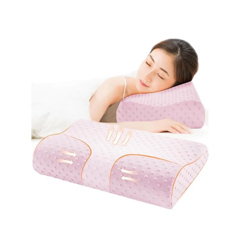 Poduszka do spania na kręgosłup szyjny z pianki memory ortopedyczna różowa