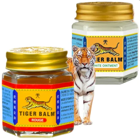 Tiger Balm maść tygrysia rozgrzewająca czerwona + chłodząca biała na plecy ciało głowe w słoiczku ORYGINALNA 2*21ml
