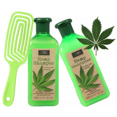 XHC Hemp szampon konopny bez SLS silikonów i parabenów + Odżywka konopna do włosów Xpel + szczotka ZESTAW
