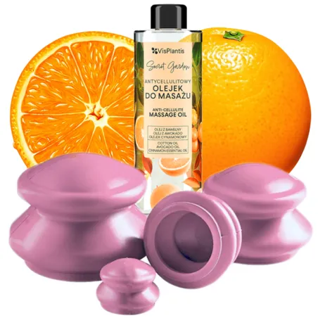 Szczotka do masażu na sucho antycellulitowa na cellulit masażer + OLEJEK pomarańczowy