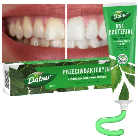 Dabur pasta do zębów antybakteryjna antygrzybiczna NEEM bez fluoru z Indii 100ml