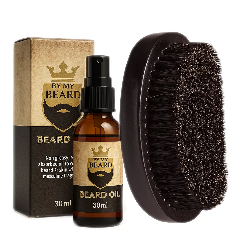 Olejek i szczotka do brody miękka zestaw Deniro