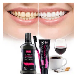 Zestaw do wybielania zębów Przed i Po pasta wybielająca dla palaczy i kawoszy