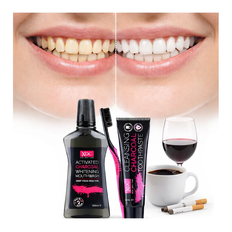 Zestaw do wybielania zębów Przed i Po pasta wybielająca dla palaczy i kawoszy