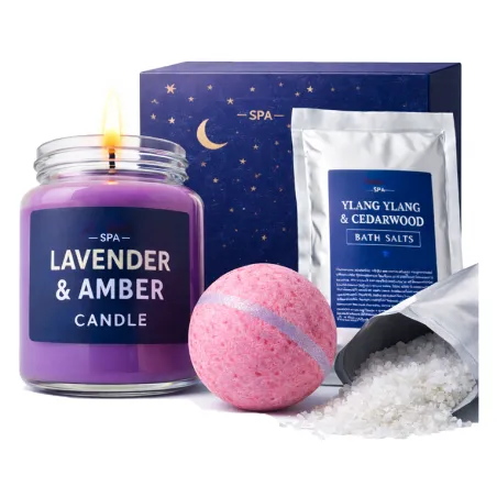 Świeca zapachowa na prezent + Kula do kąpieli + Sól ZESTAW