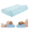 Poduszka ortopedyczna do spania na boku i plecach na kręgosłup szyjny z pianki memory profilowana niebieska
