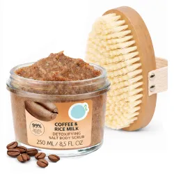 Zestaw antycellulitowy peeling kawowy na cellulit + szczotka do masażu na sucho