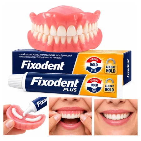 Fixodent mocny krem do protez zębowych - klej mocujący protezy Bez Smaku 40g