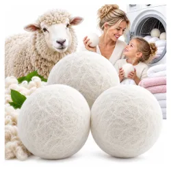 Wełniane kule do suszarki kulki do zmiękczania prania Naturalna Wełna 7cm - 3 sztuki