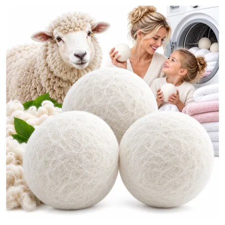 Wełniane kule do suszarki kulki do zmiękczania prania Naturalna Wełna 7cm - 3 sztuki
