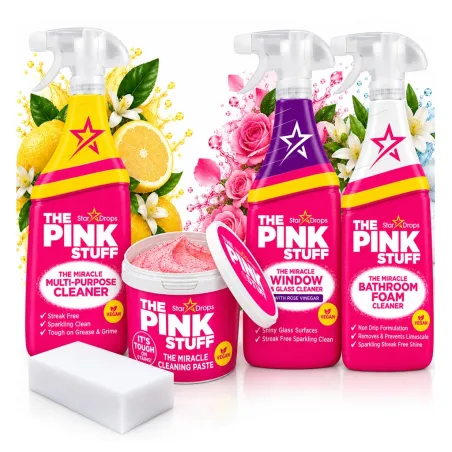 The PINK STUFF naturalne środki czystości do domu sprzątania bezpieczne dla dzieci zwierząt bez chloru ZESTAW